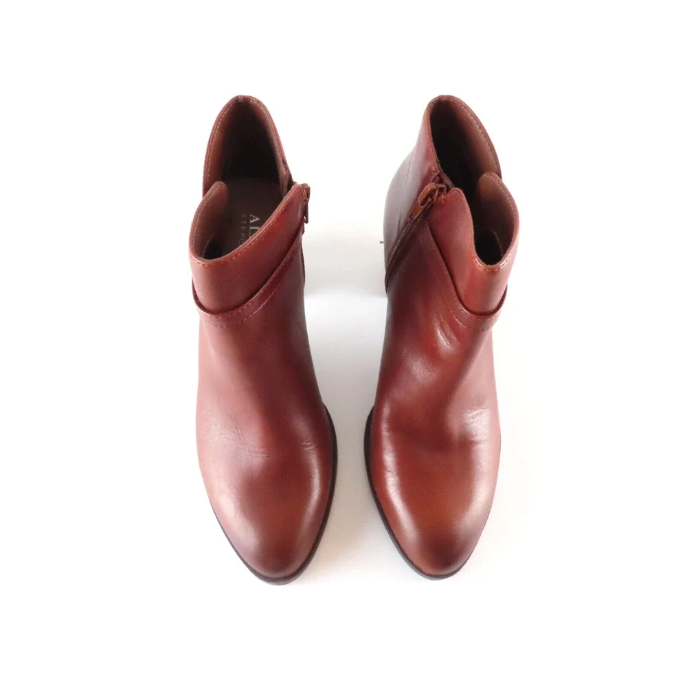 Alfani Nadenne Boots Womens 6 Brown Leather Step n Flex Ankle Preppy Equestrian